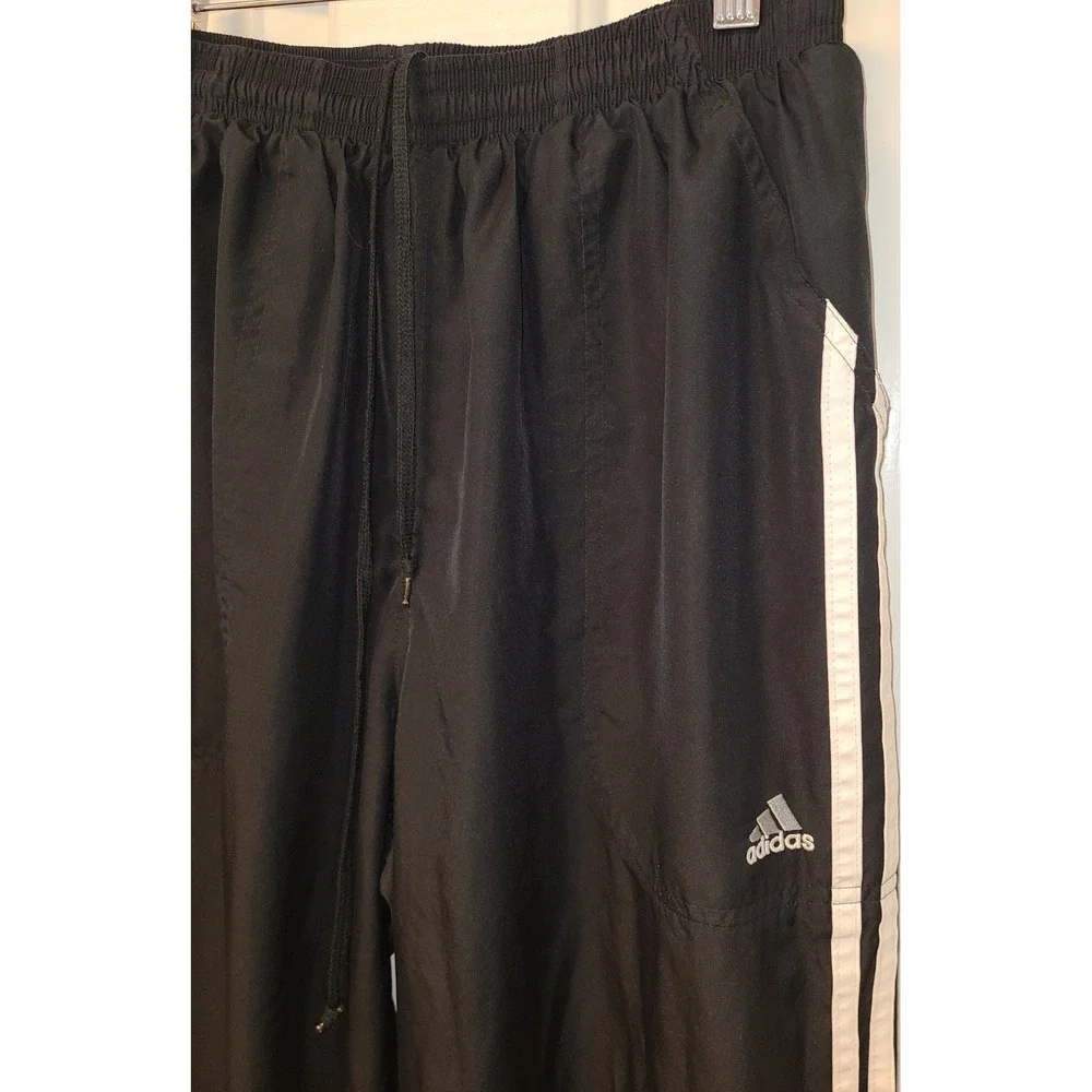 Adidas‎ Track Pants Mens Medium Black 3 Stripe Made Cotton Elastic Track Pants